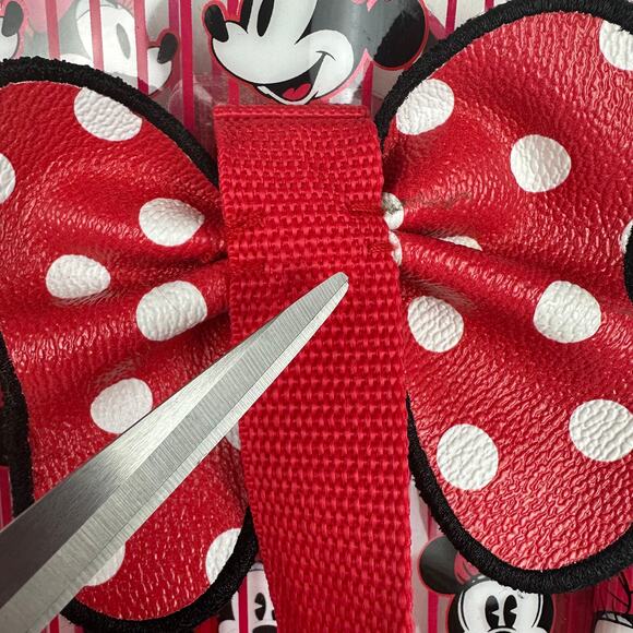 Disney Parks Womens Minnie Mouse Face Bow Print Red/Clear Striped Tote Bag OS - Picture 5 of 5